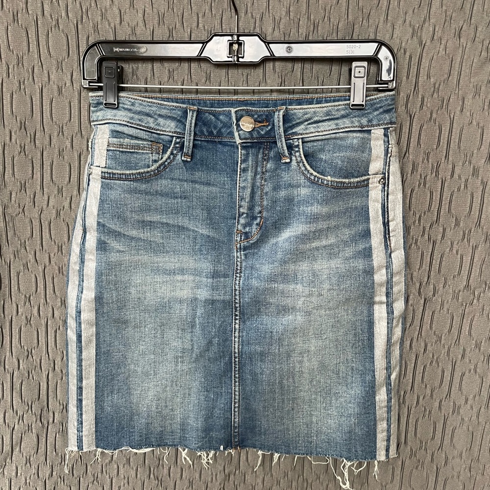 Sam Edelman Jean skirt with silver stripe detail on sides